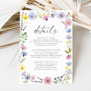 Romantic Boho Garden Wildflower Wedding Details Enclosure Card