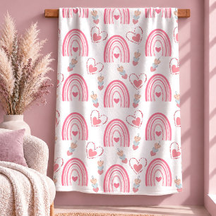 Romantic Boho Hearts Girlfriend Gift Throw Blanket