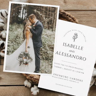 Romantic Boho Photo Wedding   Modern Minimalist Invitation