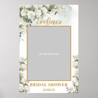 Romantic boho white roses bridal shower photo prop