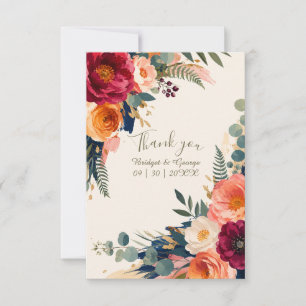 romantic Bold Artistic Peony Wedding Thank You Card