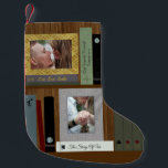 Romantic Book Lover Book Shelf Personalized Small Christmas Stocking<br><div class="desc">Personalize this stocking with this unique bookshelf design with a twist of romance that offers two photo templates and three book title templates. Book titles can be deleted if unwanted by deleting the text in the text field. If more book titles are wanted then choose to customize further to create...</div>