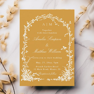 Romantic Botanical Arch Garden Amber Fall Wedding Invitation