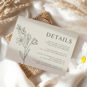 Romantic Botanical Daisy Wedding Details Card