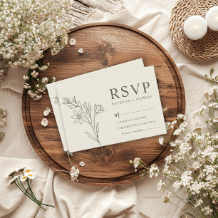 Romantic Botanical Daisy Wedding Response Card