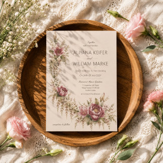 Romantic Botanical Elegant Floral Wedding Invitation