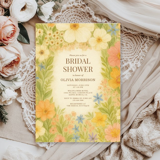Romantic Botanical Garden Floral Bridal Shower Invitation (Creator Uploaded)