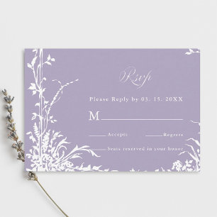 Romantic Botanical Garden Lavender Wedding RSVP Card