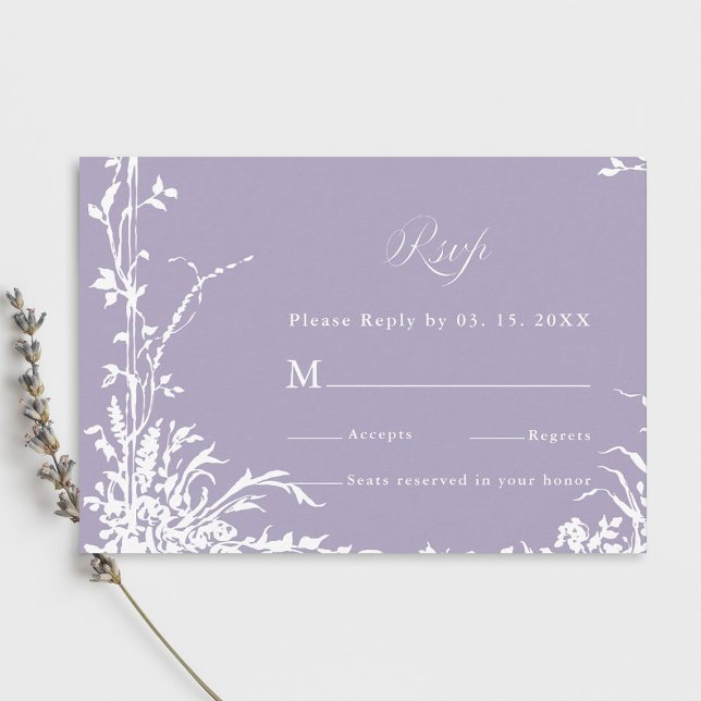 Romantic Botanical Garden Lavender Wedding RSVP Card (Creator Uploaded)