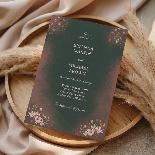 Romantic Botanical Green Blush Invitation (Creator Uploaded)