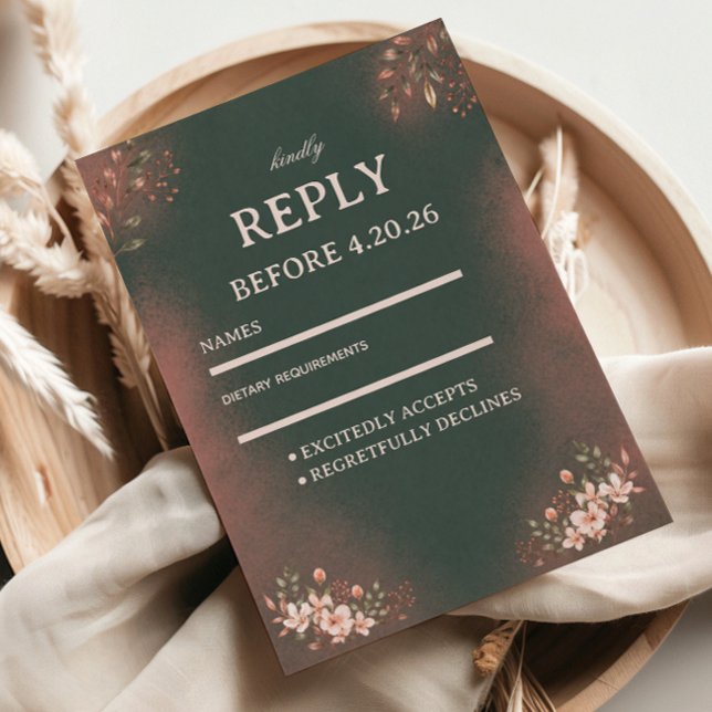 Romantic Botanical Green Blush RSVP Card (Creator Uploaded)