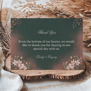 Romantic Botanical Green Blush Thank You Card