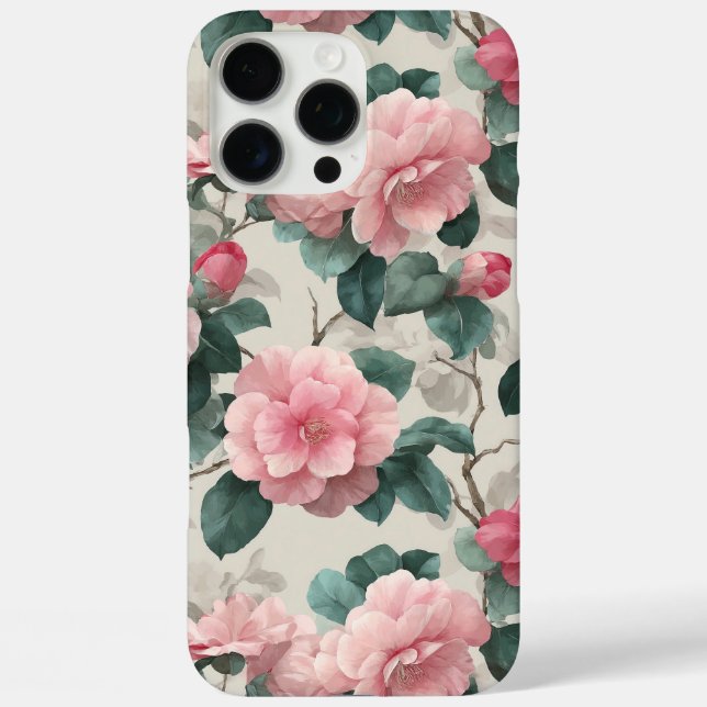 Romantic Botanical Pattern of Pink Peony Flowers Case-Mate iPhone Case (Back)