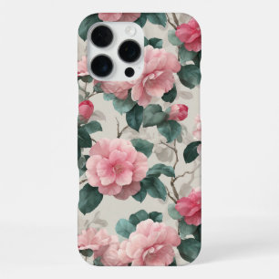 Romantic Botanical Pattern of Pink Peony Flowers iPhone 16 Pro Max Case