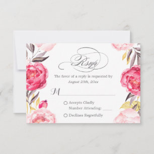 Romantic Botanical Roses Floral Swash RSVP Card