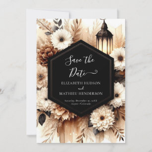 romantic botanical rustic wedding save the date
