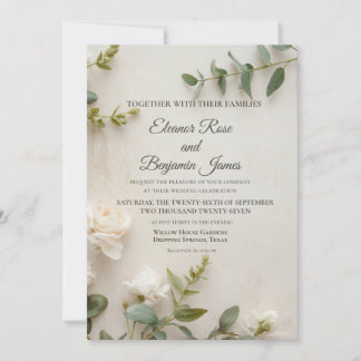 Romantic Botanical Vintage Wedding Invitation