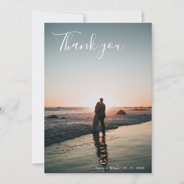 Romantic Botanical Wildflower Wedding Thank You Card (Front)