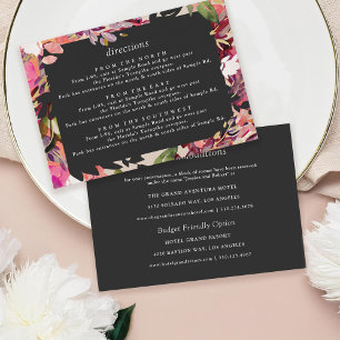 Romantic Bouquet Hot Pink Black Gold Wedding Enclosure Card