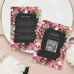 Romantic Bouquet Hot Pink Black Gold Wedding Enclosure Card