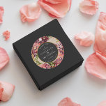 Romantic Bouquet Hot Pink Black Wedding Classic Round Sticker<br><div class="desc">Perfect for favours or welcome kits.
Hand painted watercolor floral collage with original artwork and faux gold accents. All of the text is editable.</div>