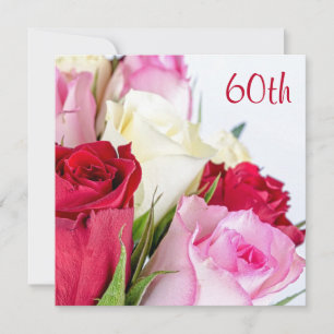 Romantic Bouquet Of Roses 60th Birthday Invitation