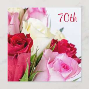Romantic Bouquet Of Roses 70th Birthday Invitation