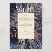 Romantic bouquet painted blues menu