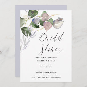 Romantic Bridal Shower Watercolor Eucalyptus Invitation