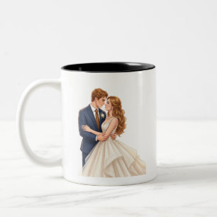 Romantic Bride and Groom Two-Tone Coffee Mug