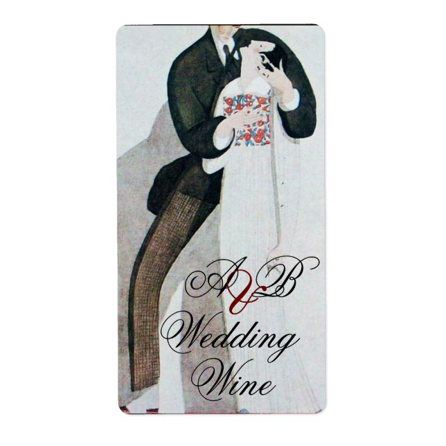 ROMANTIC BRIDE AND GROOM WEDDING WINE MONOGRAM (Front)