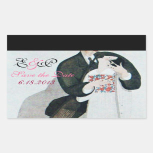 ROMANTIC BRIDE & GROOM SAVE THE DATE  MONOGRAM STICKER