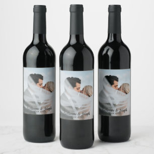 Romantic Bride & Groom Wedding Wine Label
