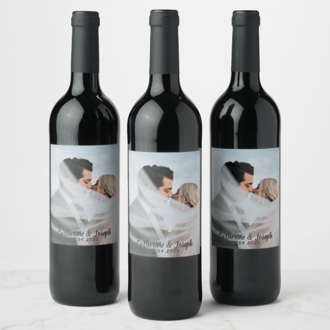 Romantic Bride & Groom Wedding Wine Label (Bottles)