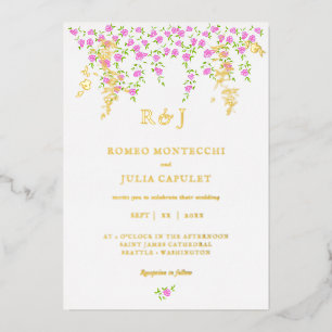 Romantic Bright Pink Floral Front and Back Wedding