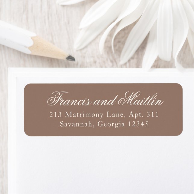 Romantic Brown Elegant Wedding Return Address (Insitu)