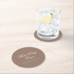 Romantic Brown Elegant Wedding Round Paper Coaster<br><div class="desc">This design is part of a romantic and elegant wedding invitation suite.</div>