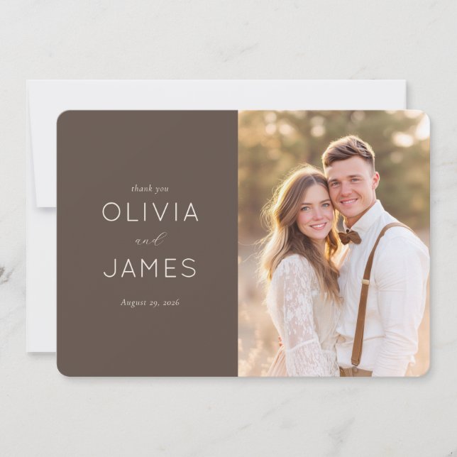 Romantic Brown Intimate Portrait Thank You Card (Front)