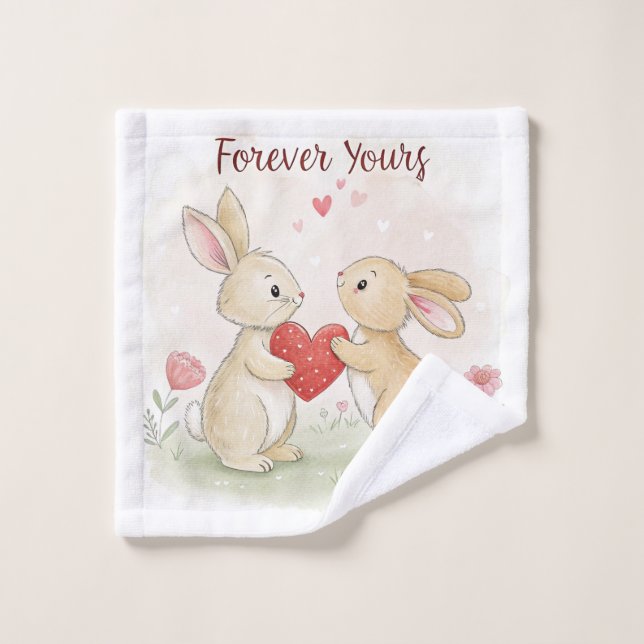Romantic Bunny Card – Forever Yours Wash Cloth (Wash Cloth)