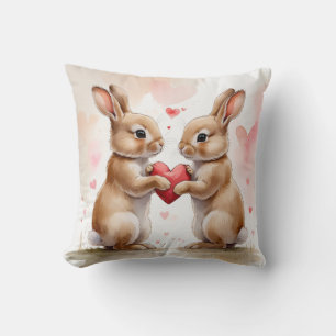 Romantic Bunny Card Throw Pillow