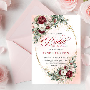 Romantic Burgundy and Gold Bridal Shower Invite