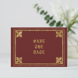 Romantic Burgundy and Gold Frame   Save The Date