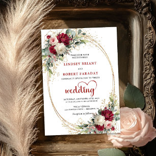Romantic Burgundy Blush Floral Wedding Invitation