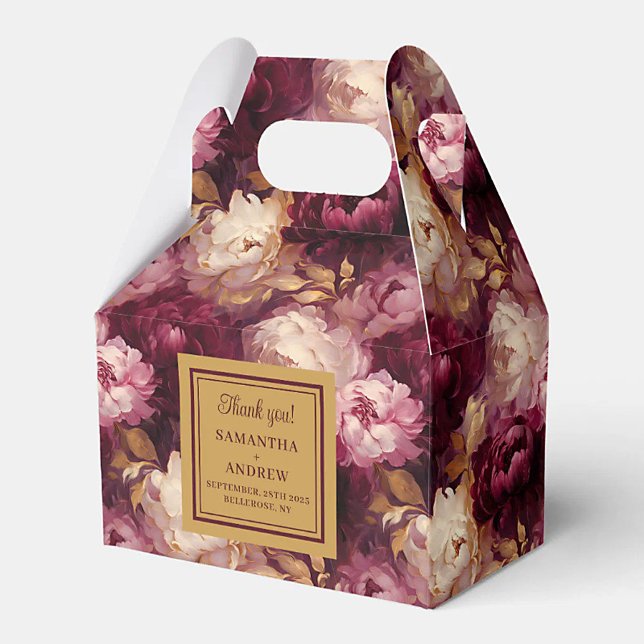 Romantic Burgundy Blush Gold Boho Wedding   Favor Box (Romantic Burgundy Blush Gold Boho Wedding Favor Boxes)