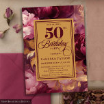 Romantic burgundy blush gold roses 50th birthday  invitation<br><div class="desc">✅ For matching items search 26-50 in my collections ✅ Celebrate a milestone in style with this luxury 50th birthday invitation featuring burgundy, blush, maroon, and deep red roses accented with elegant gold leaves. The boho floral watercolor design combines romantic blush tones with rich marsala and merlot hues, making it...</div>