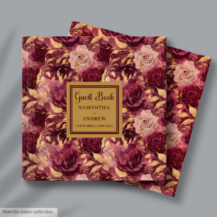 Romantic Burgundy Blush Gold Wedding Guest Book