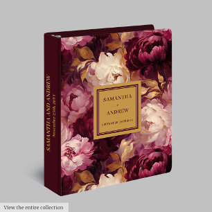 Romantic Burgundy Blush Gold Wedding Keepsake Book Binder