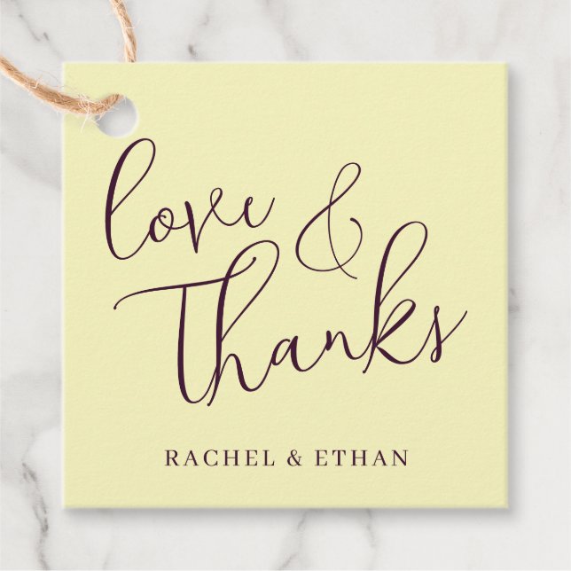 Romantic Burgundy Calligraphy Favour Tags (Front)