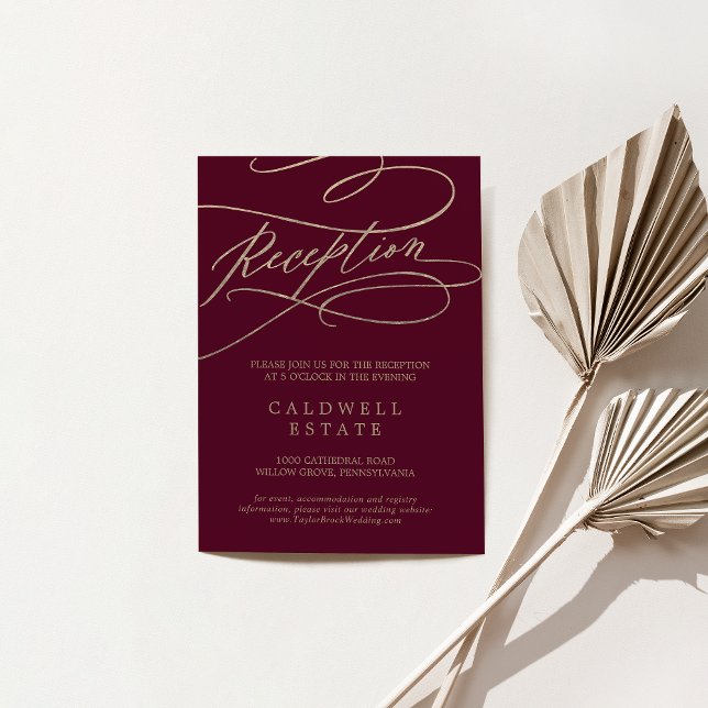 Romantic Burgundy Calligraphy Reception Enclosure Card (Creator Uploaded)
