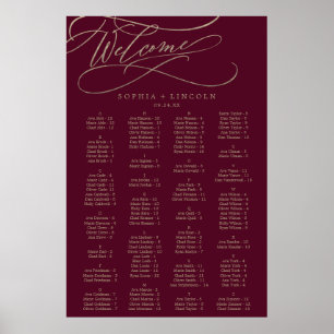 Romantic Burgundy Calligraphy Seating Chart